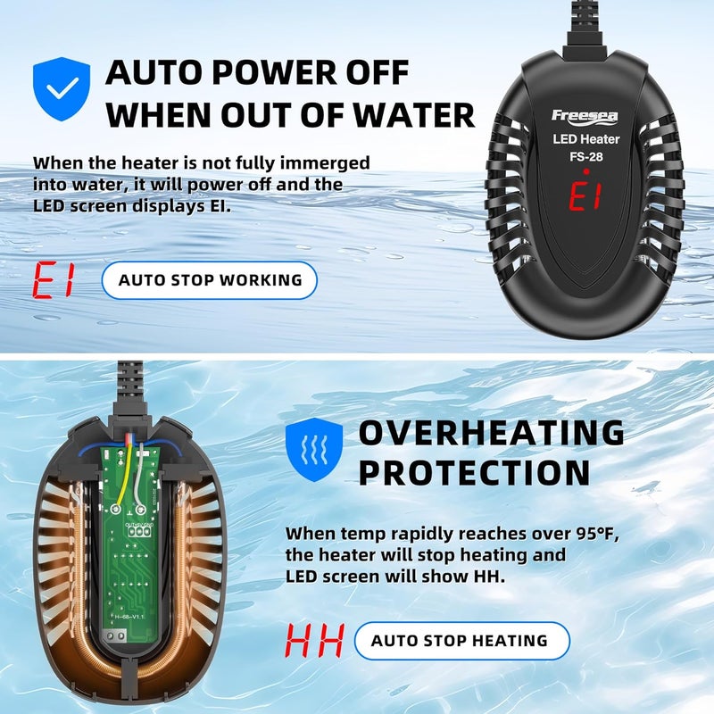 FREESEA Aquarium Fish Tank Heater: 75W Small Submersible Turtle Heater with Adjustable Temperature External Controller for Betta | Saltwater | Freshwater | 5-15 Gallon - Image 2